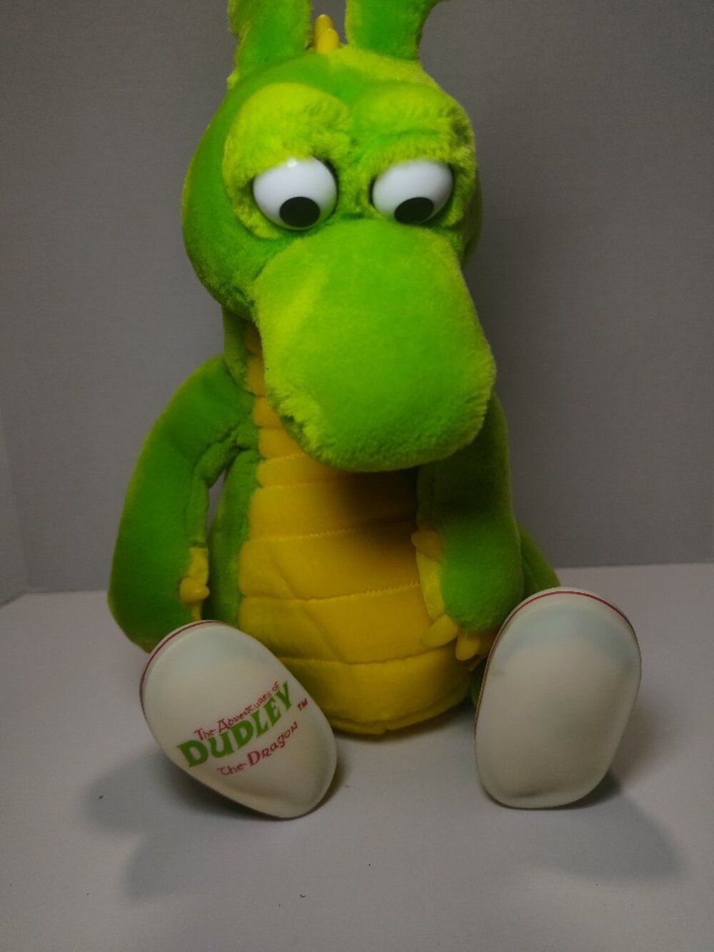 Vintage Dudley The Dragon Plush Toy 16" PBS Kids 1990s Large Stuffed Animal